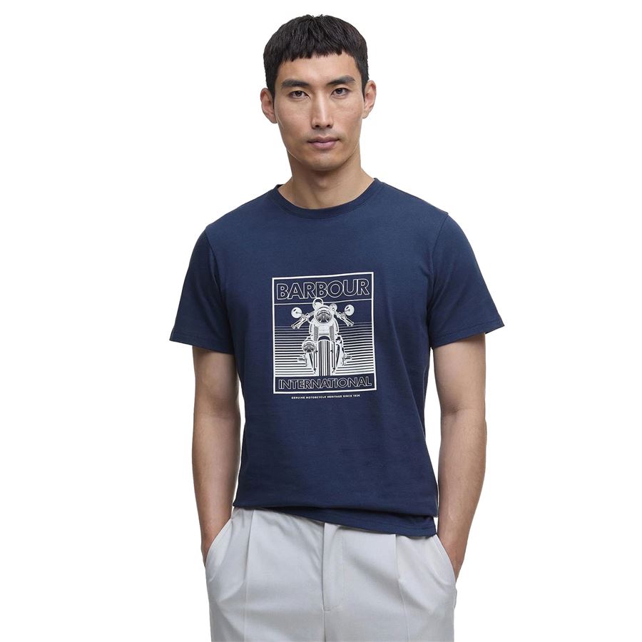 T-shirt con stampa Track da uomo Barbour International | MTS1418NY91